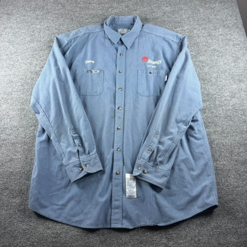 Tyndale FR Shirt Mens 3XL Blue Button Up Long Sleeve Flame Resistant Workwear
